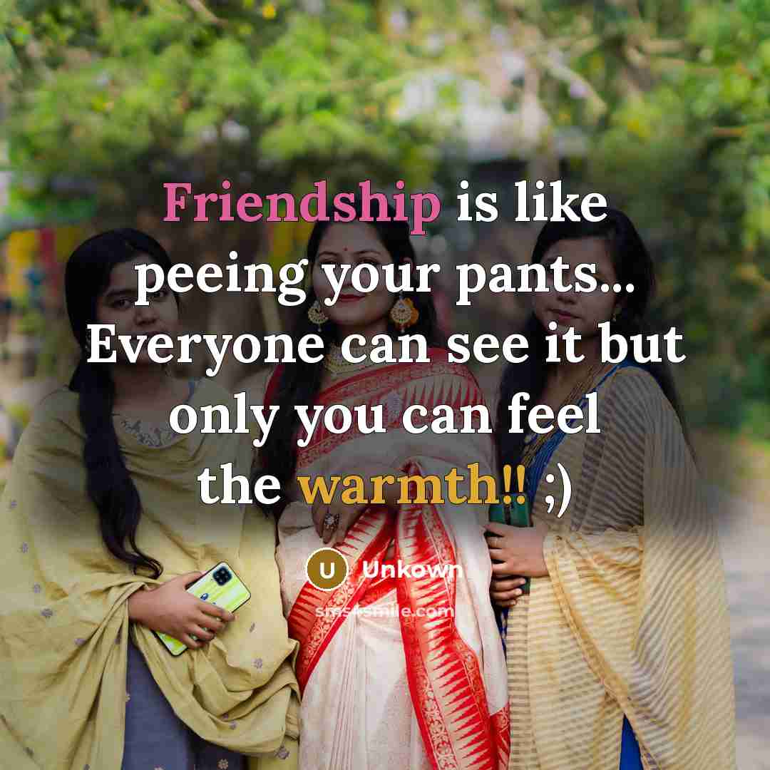 “Friendship is like peeing your pants... Everyone can see it…” quote by Unkown
