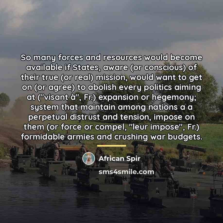 “So many forces and resources would become available if States,…” quote by African Spir