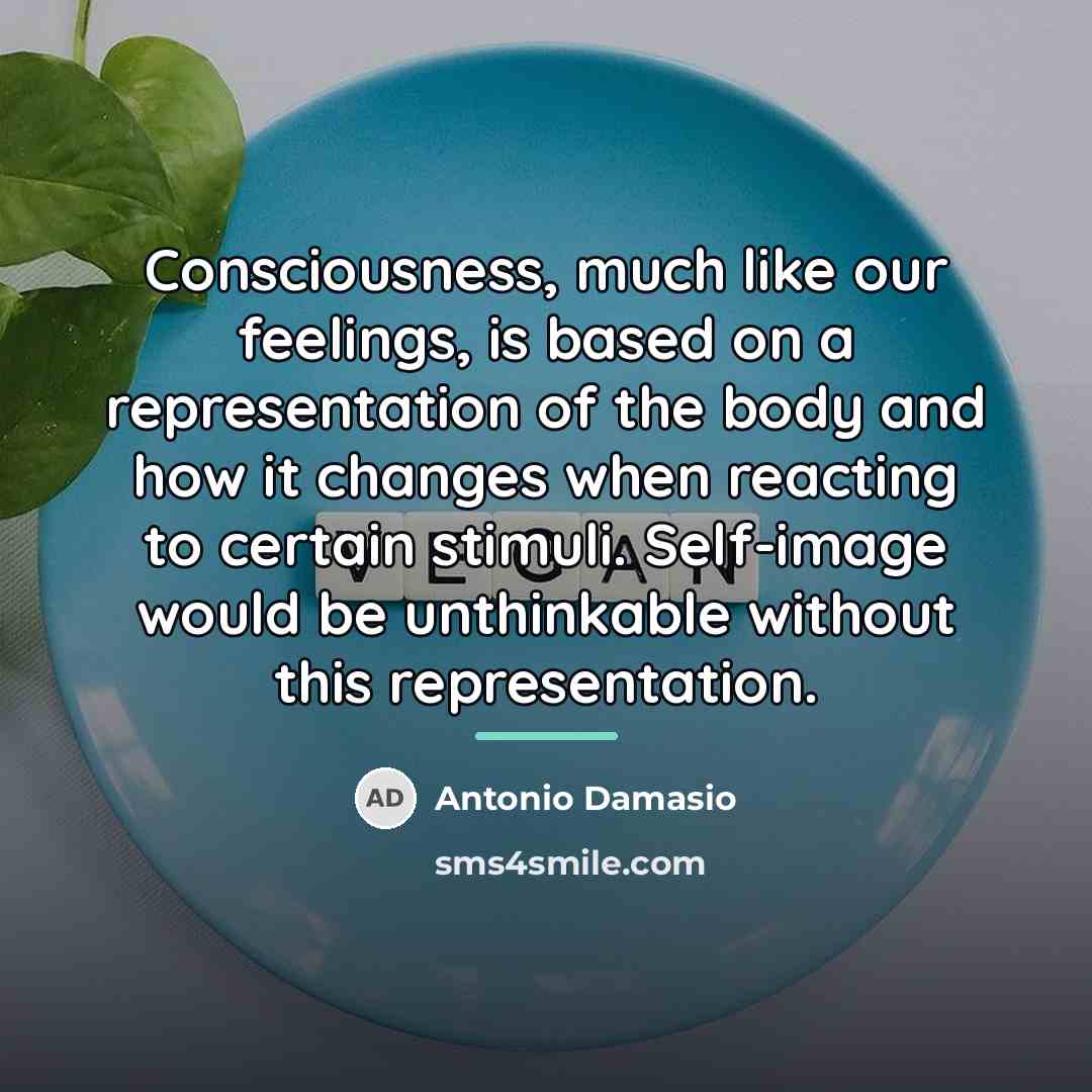 “Consciousness, much like our feelings, is based on a representation…” quote by Antonio Damasio