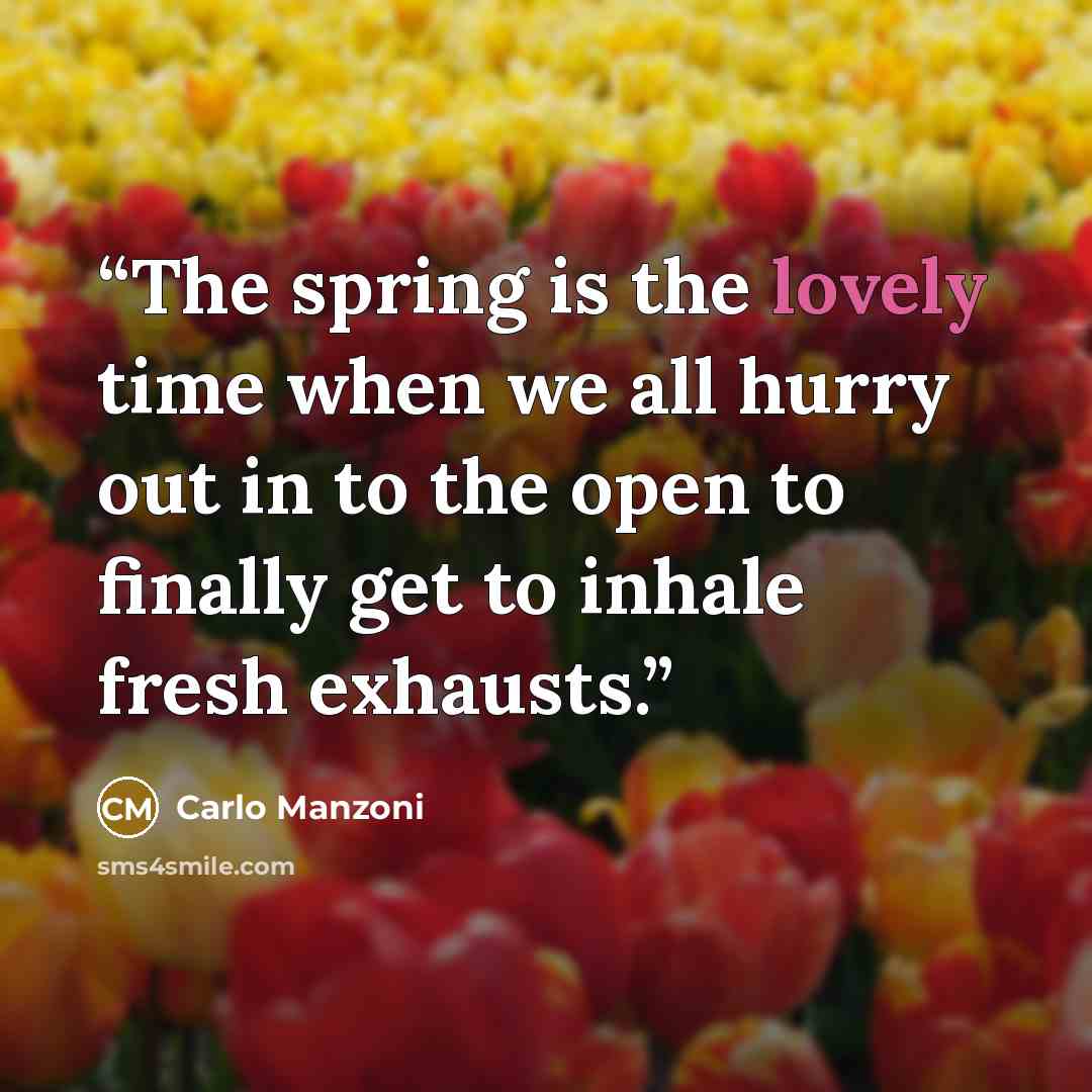 “The spring is the lovely time when we all hurry out in to the open to finally get to inhale fresh exhausts.” quote by Carlo Manzoni