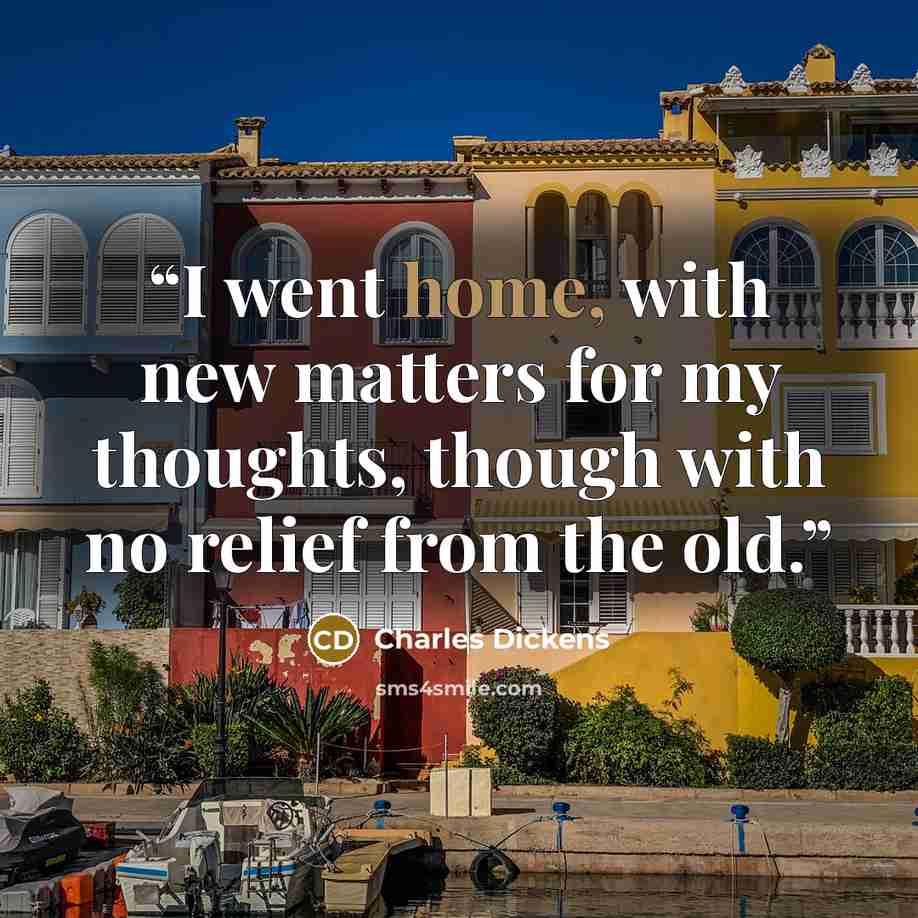 “I went home, with new matters for my thoughts, though with no relief from the old.” quote by Charles Dickens