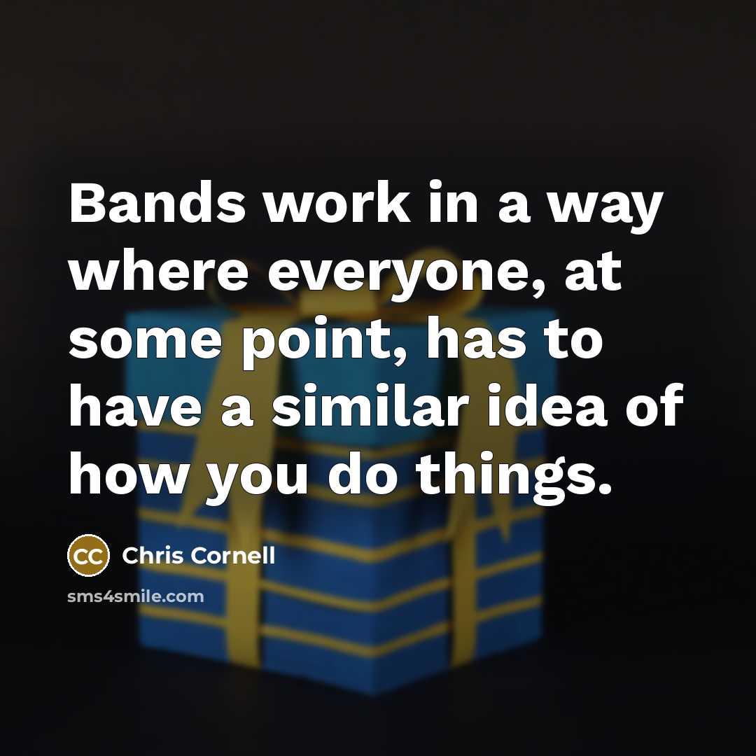 “Bands work in a way where everyone, at some point, has to have a similar idea of how you do things.” quote by Chris Cornell