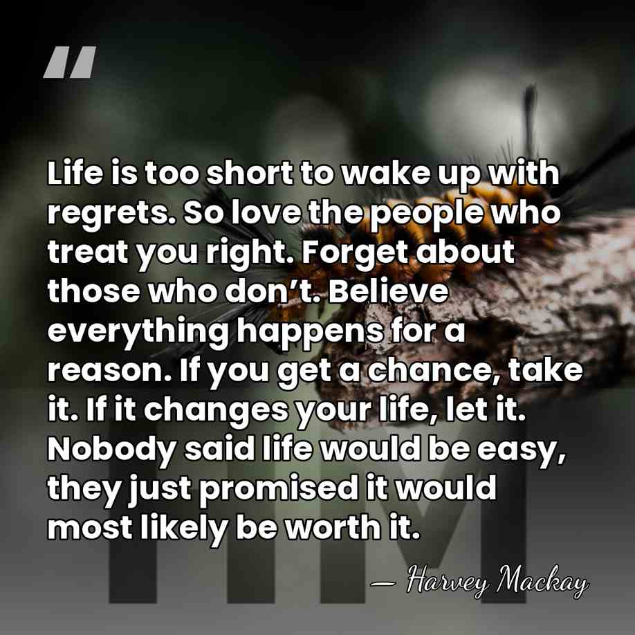 Life is too short to wake up with regrets. So love the&hellip; - Harvey Mackay