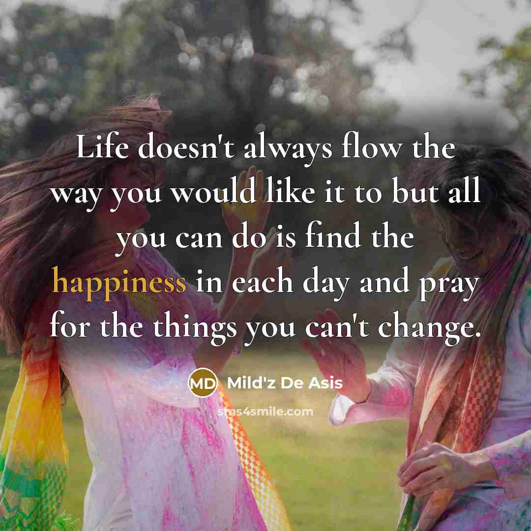“Life doesn't always flow the way you would like it…” quote by Mild'z De Asis