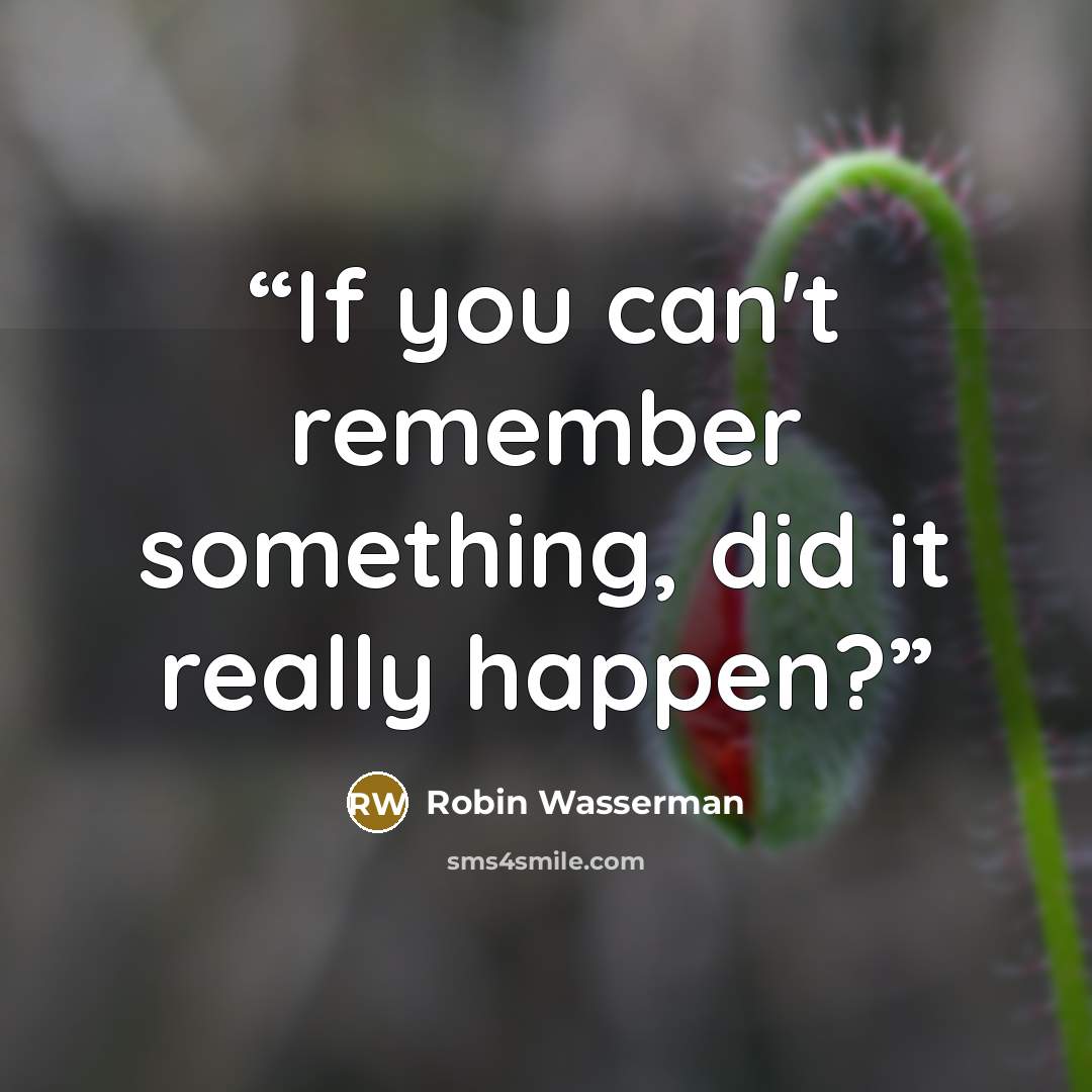 “If you can't remember something, did it really happen?” quote by Robin Wasserman