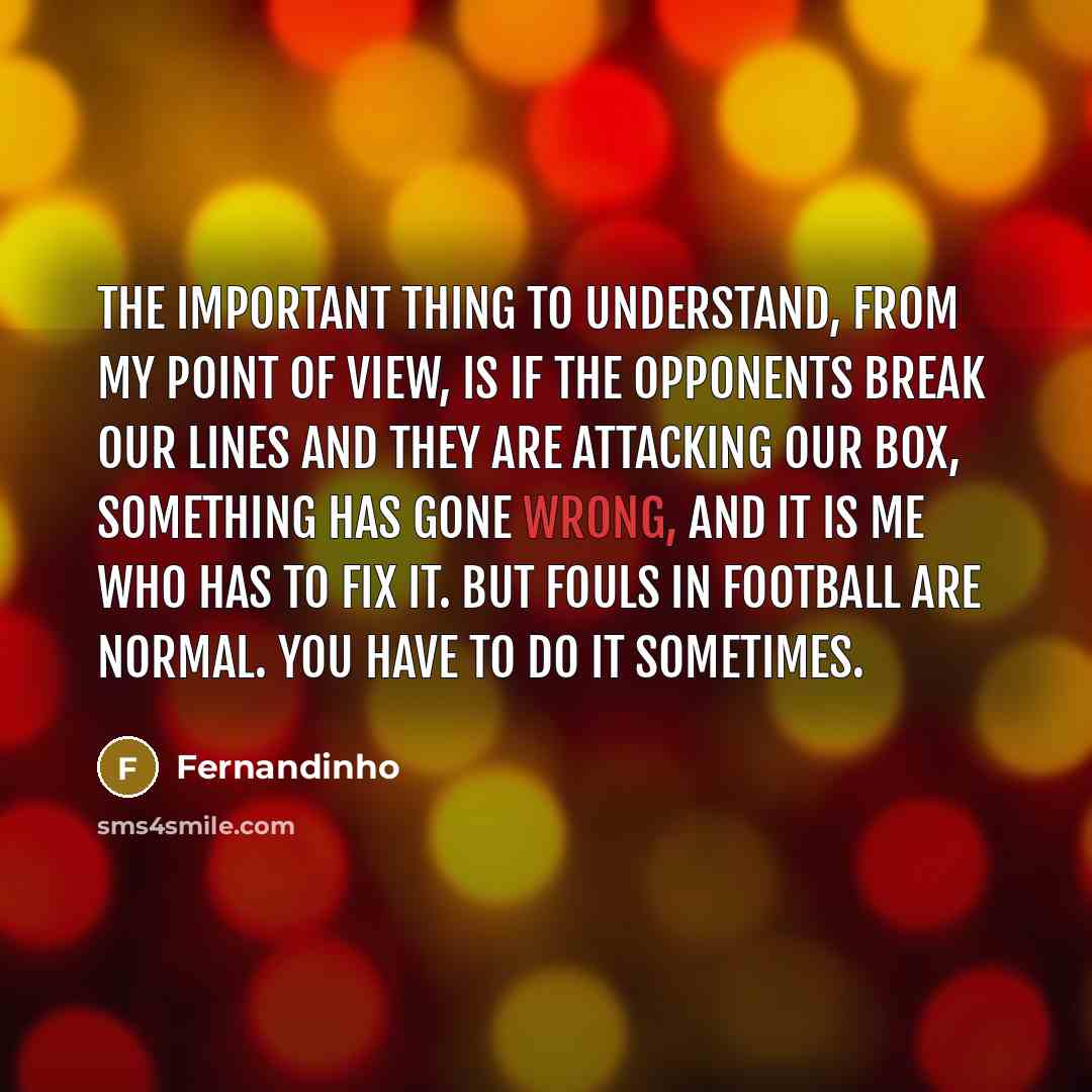 “The important thing to understand, from my point of view,…” quote by Fernandinho