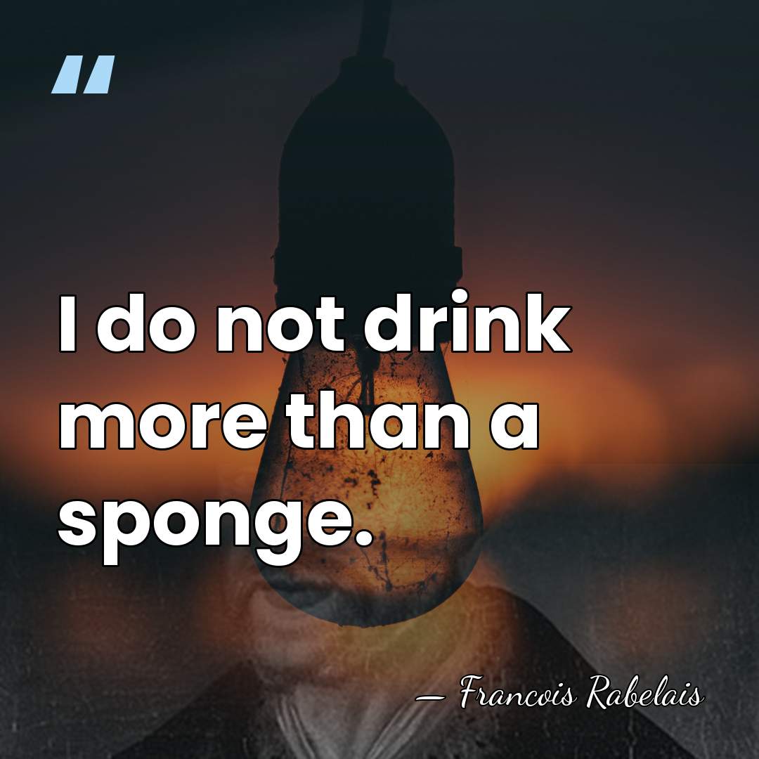I do not drink more than a sponge. - Francois Rabelais