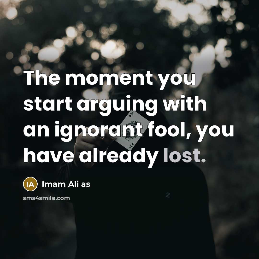 “The moment you start arguing with an ignorant fool, you…” quote by Imam Ali AS