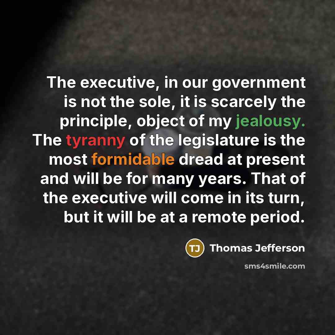 “The executive, in our government is not the sole, it…” quote by Thomas Jefferson