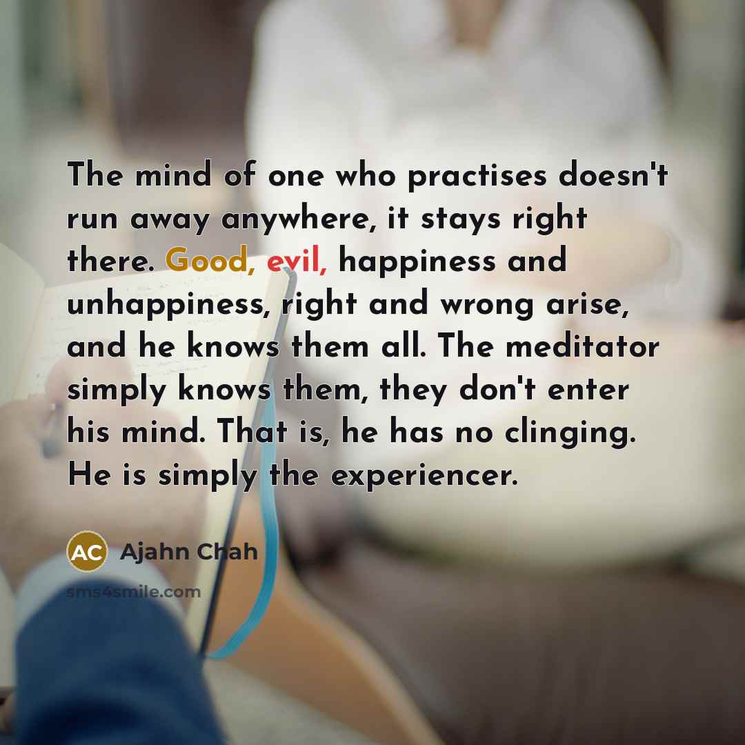 “The mind of one who practises doesn't run away anywhere,…” quote by Ajahn Chah