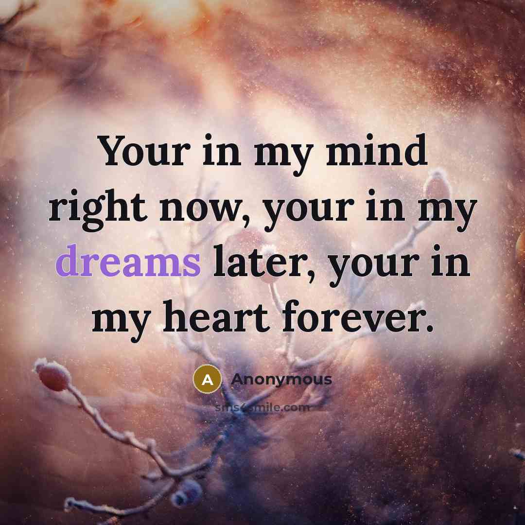 “Your in my mind right now, your in my dreams…” quote by Anonymous