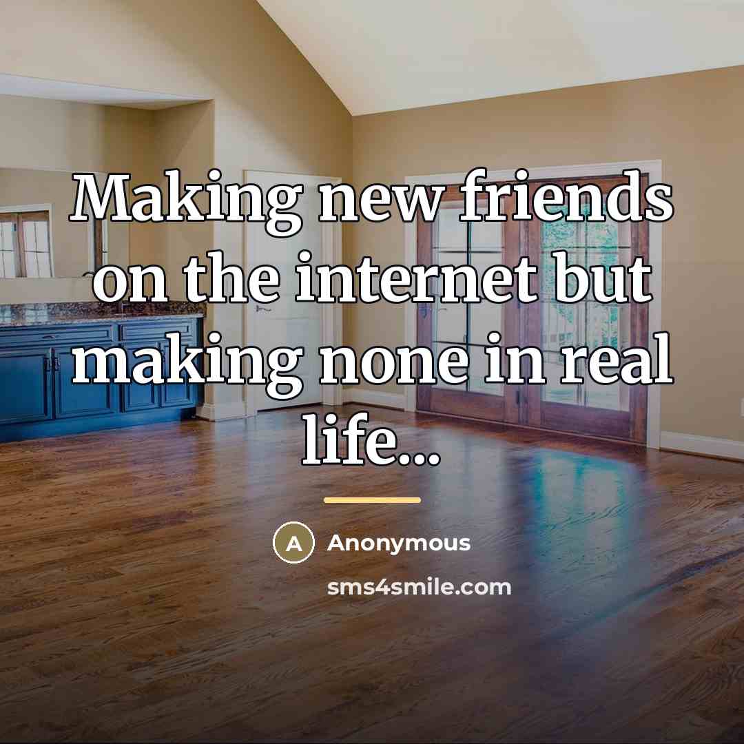 “Making new friends on the internet but making none in…” quote by Anonymous