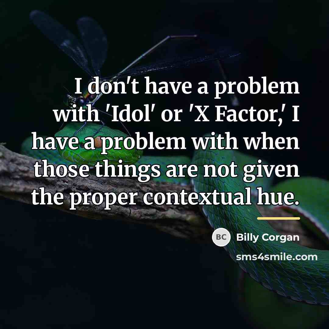 “I don't have a problem with 'Idol' or 'X Factor,'…” quote by Billy Corgan