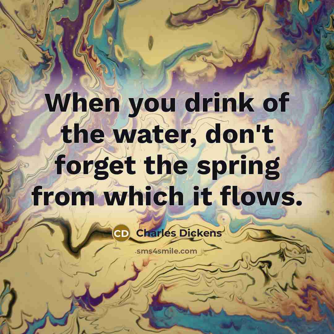 “When you drink of the water, don't forget the spring…” quote by Charles Dickens