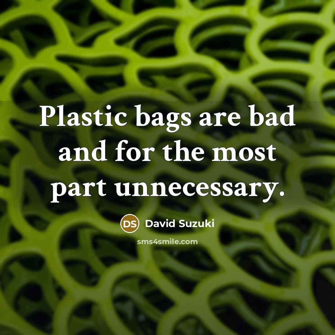“Plastic bags are bad and for the most part unnecessary.…” quote by David Suzuki