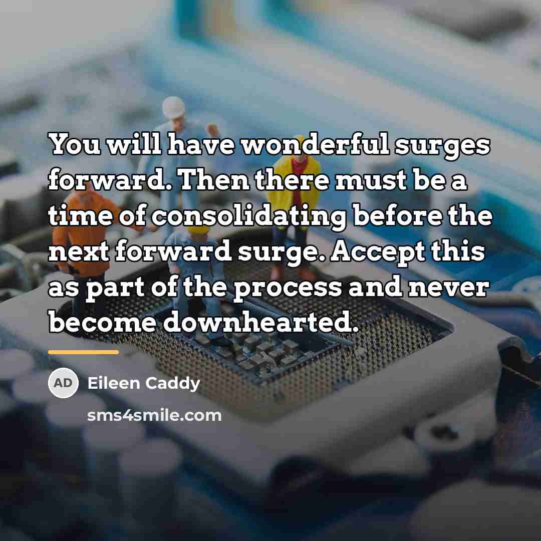 “You will have wonderful surges forward. Then there must be…” quote by Eileen Caddy