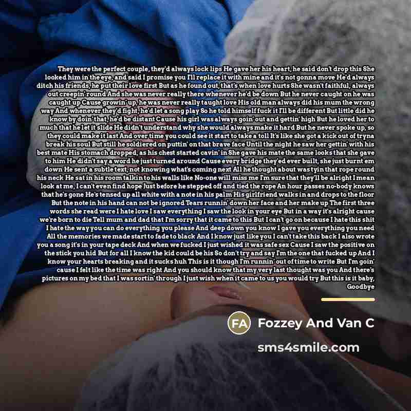 “They were the perfect couple, they'd always lock lips He…” quote by Fozzey And Van C