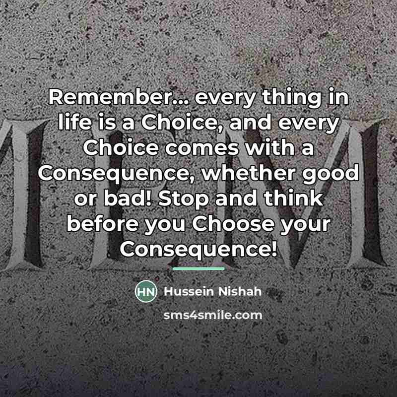 “Remember... every thing in life is a Choice, and every…” quote by Hussein Nishah