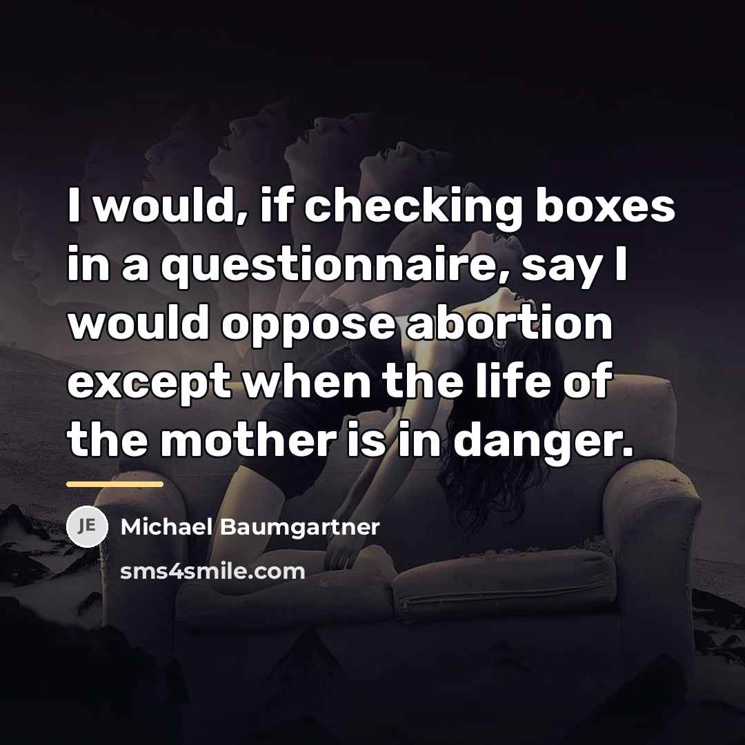 “I would, if checking boxes in a questionnaire, say I…” quote by Michael Baumgartner