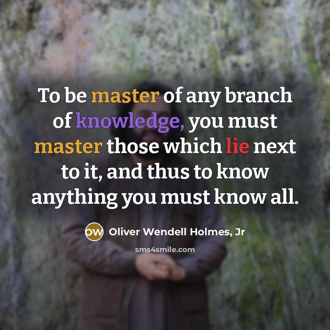 “To be master of any branch of knowledge, you must…” quote by Oliver Wendell Holmes, Jr