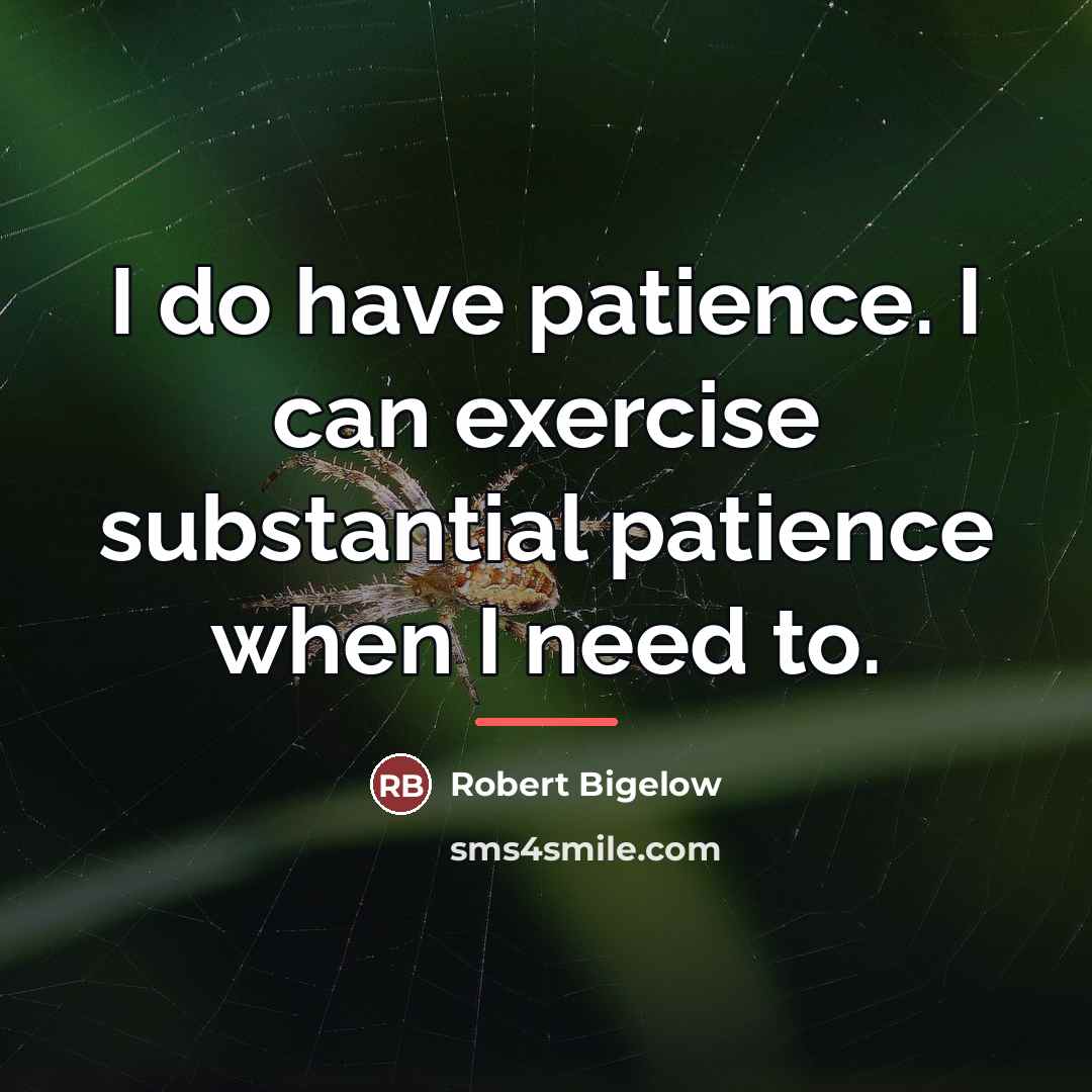 “I do have patience. I can exercise substantial patience when…” quote by Robert Bigelow