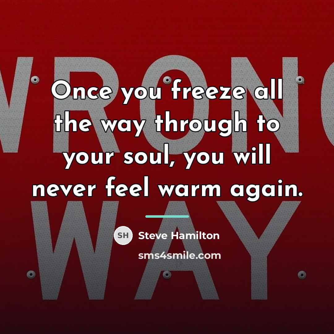 “Once you freeze all the way through to your soul,…” quote by Steve Hamilton