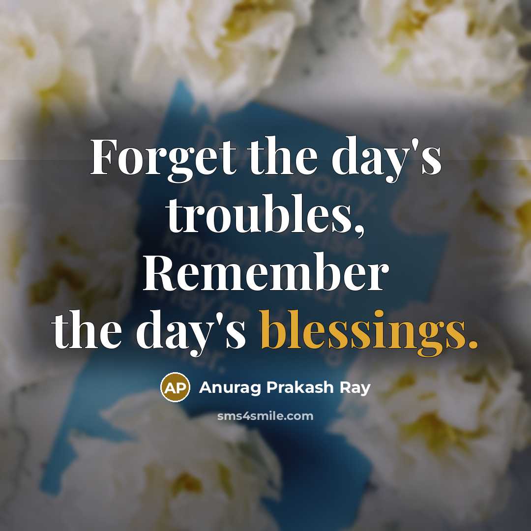 “Forget the day's troubles, Remember the day's blessings.…” quote by Anurag Prakash Ray