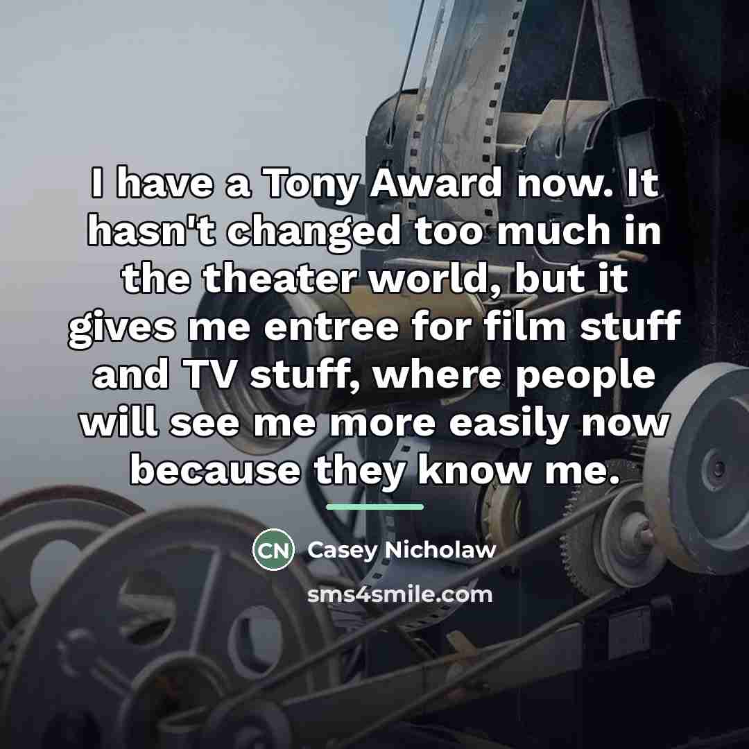 “I have a Tony Award now. It hasn't changed too…” quote by Casey Nicholaw