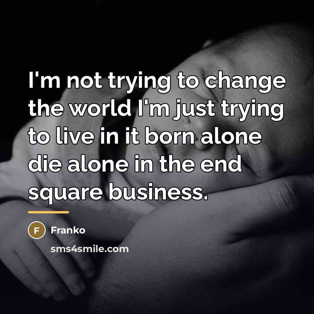“I'm not trying to change the world I'm just trying…” quote by Franko