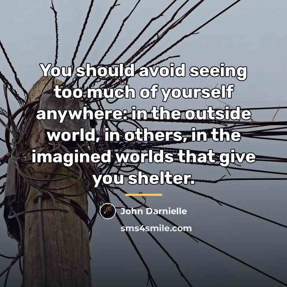 “You should avoid seeing too much of yourself anywhere: in…” quote by John Darnielle