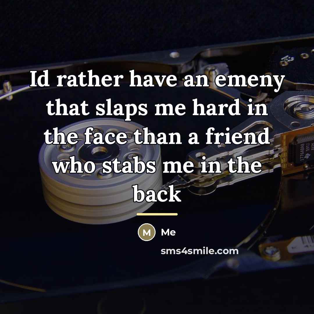 “Id rather have an emeny that slaps me hard in…” quote by Me