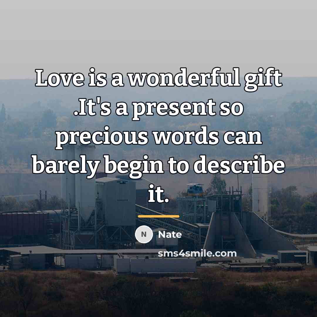 “Love is a wonderful gift .It's a present so precious…” quote by Nate