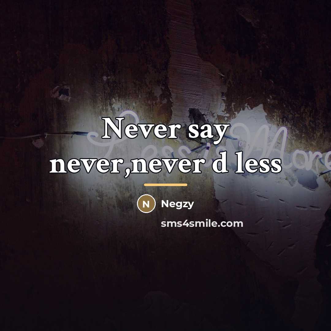 “Never say never,never d less…” quote by Negzy