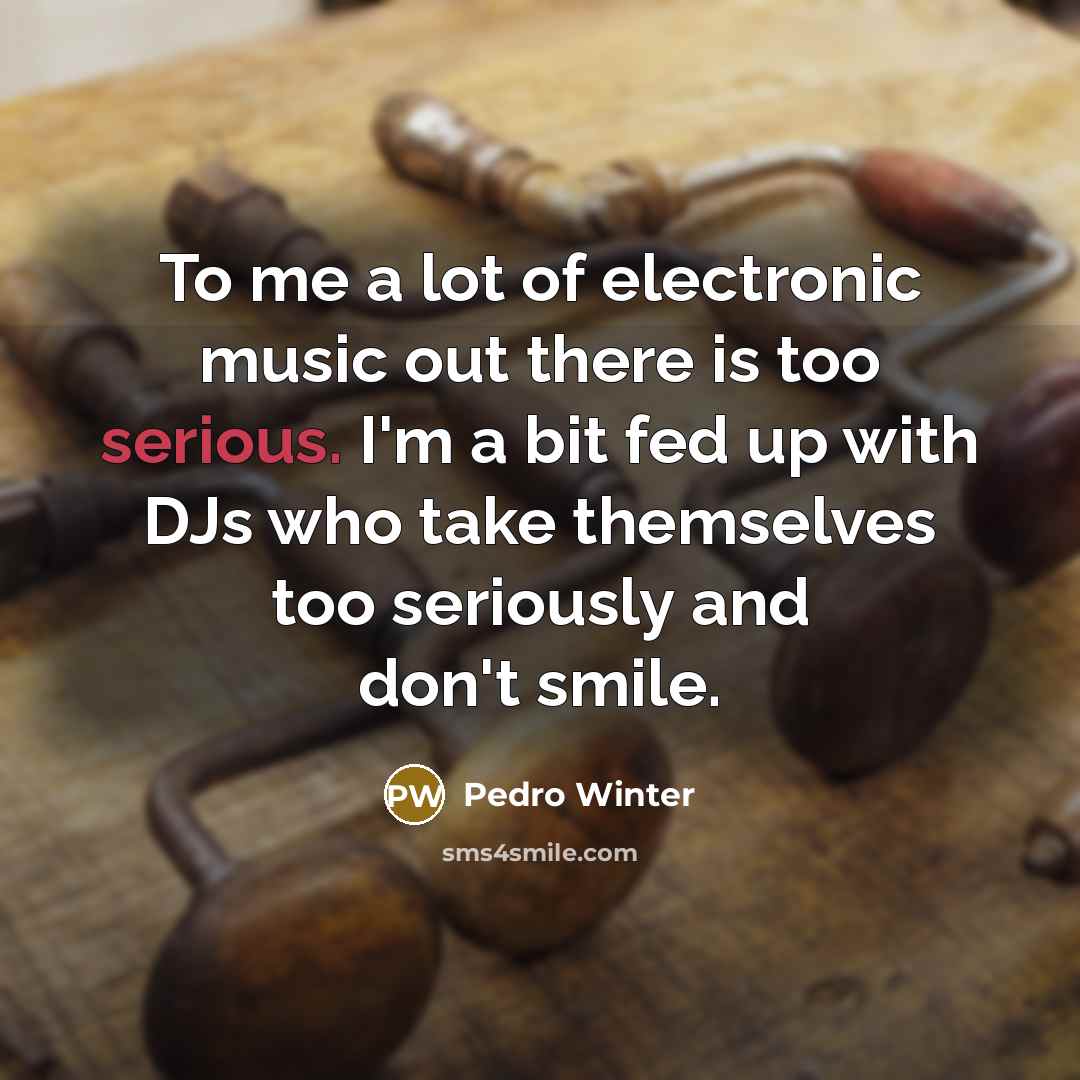 “To me a lot of electronic music out there is…” quote by Pedro Winter
