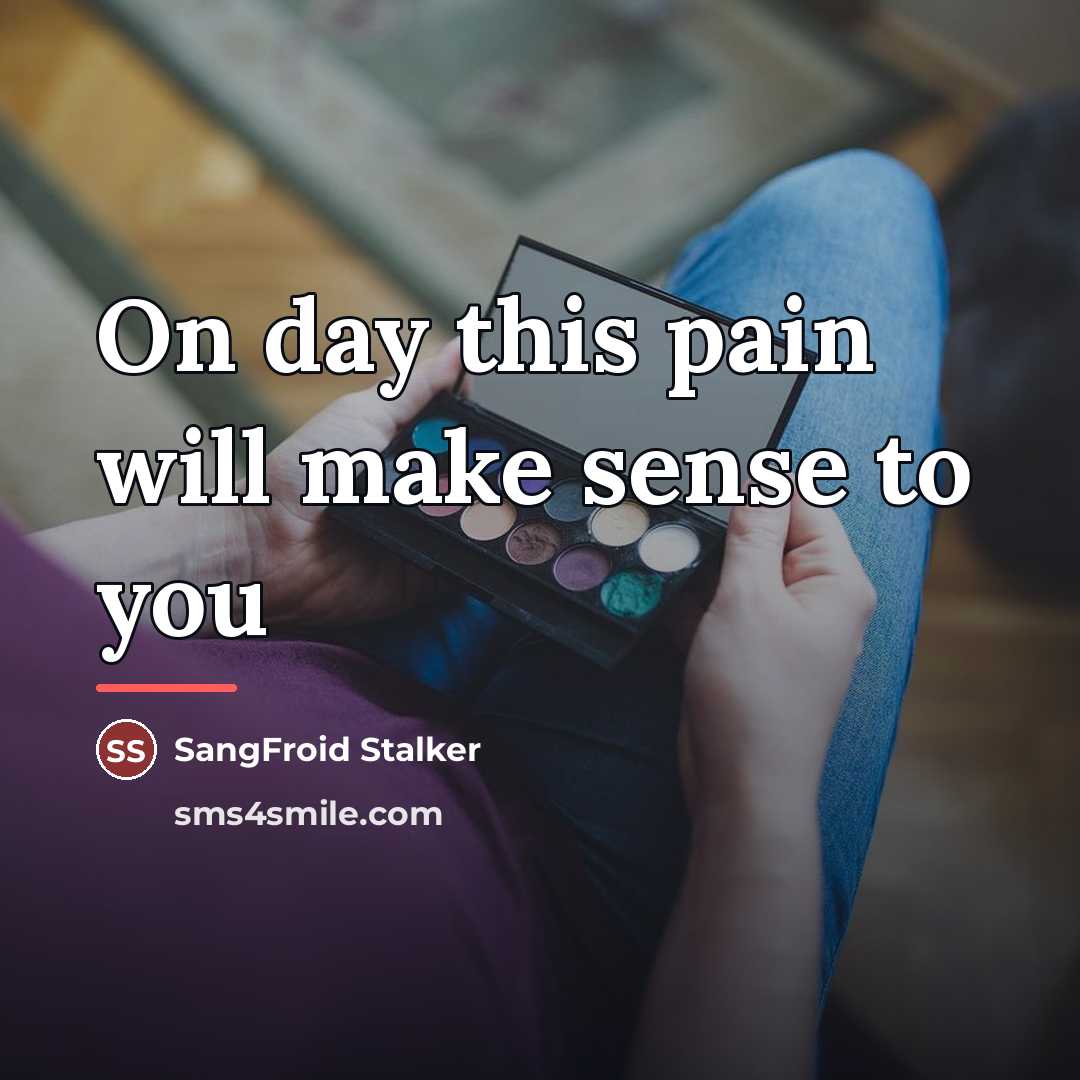 “On day this pain will make sense to you…” quote by SangFroid Stalker