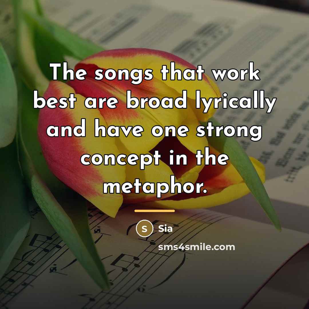 “The songs that work best are broad lyrically and have…” quote by Sia
