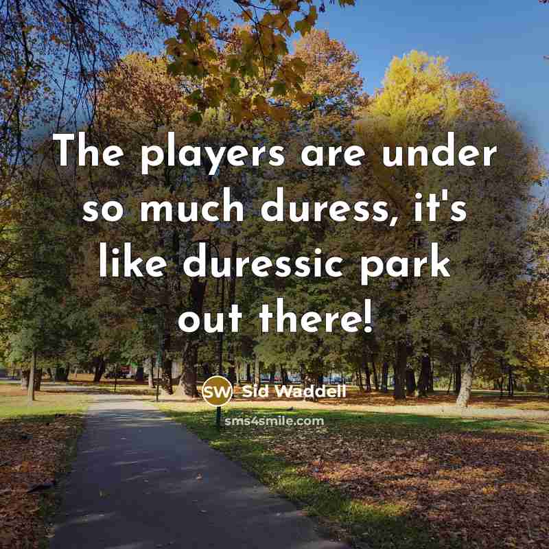 “The players are under so much duress, it's like duressic park out there!” quote by Sid Waddell