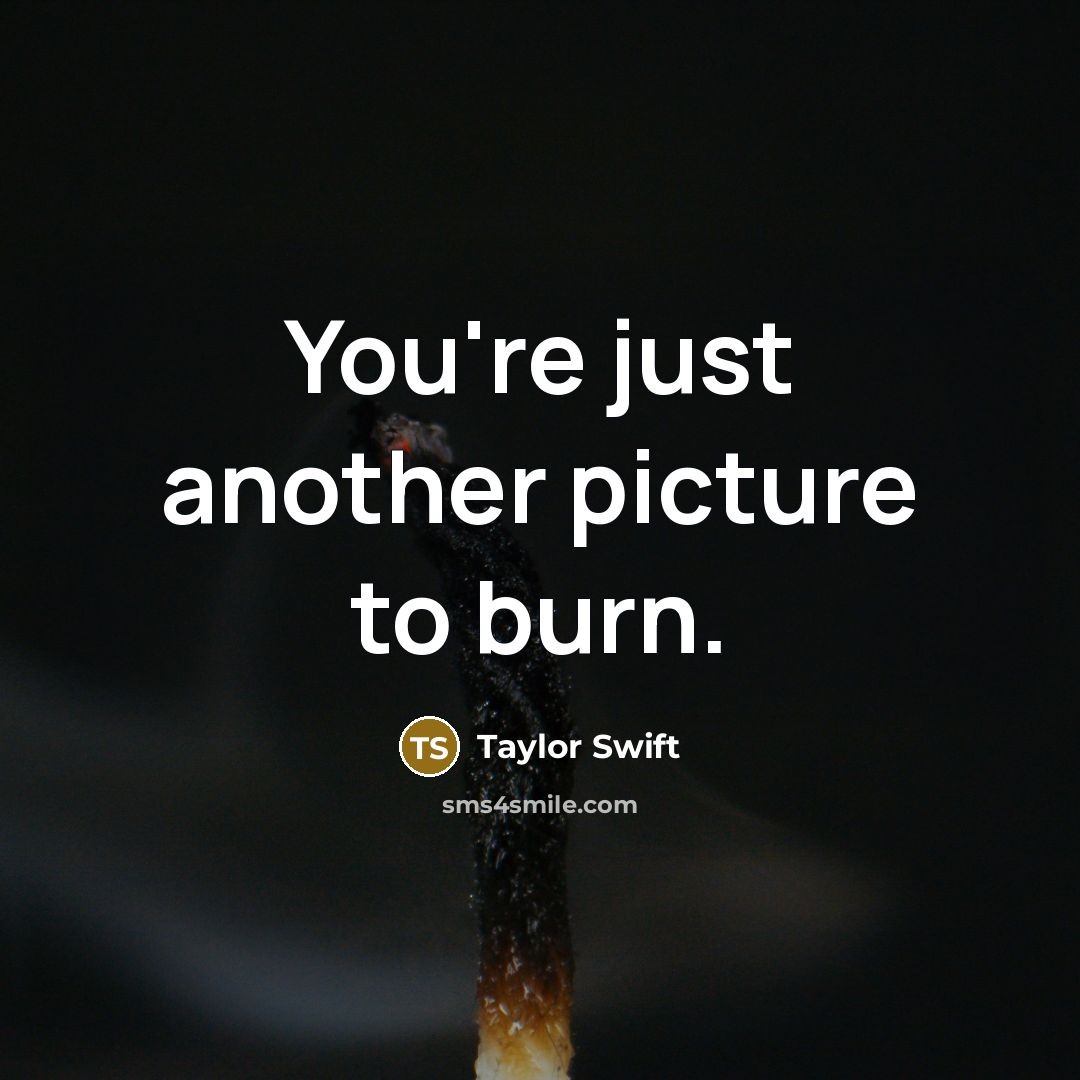 “You're just another picture to burn.…” quote by Taylor Swift