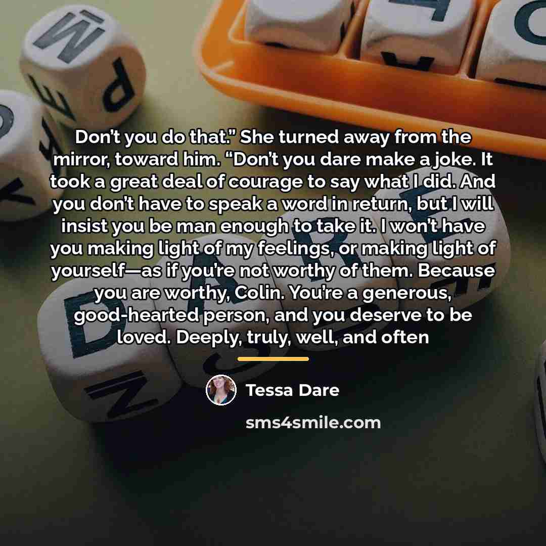 “Don’t you do that.” She turned away from the mirror,…” quote by Tessa Dare