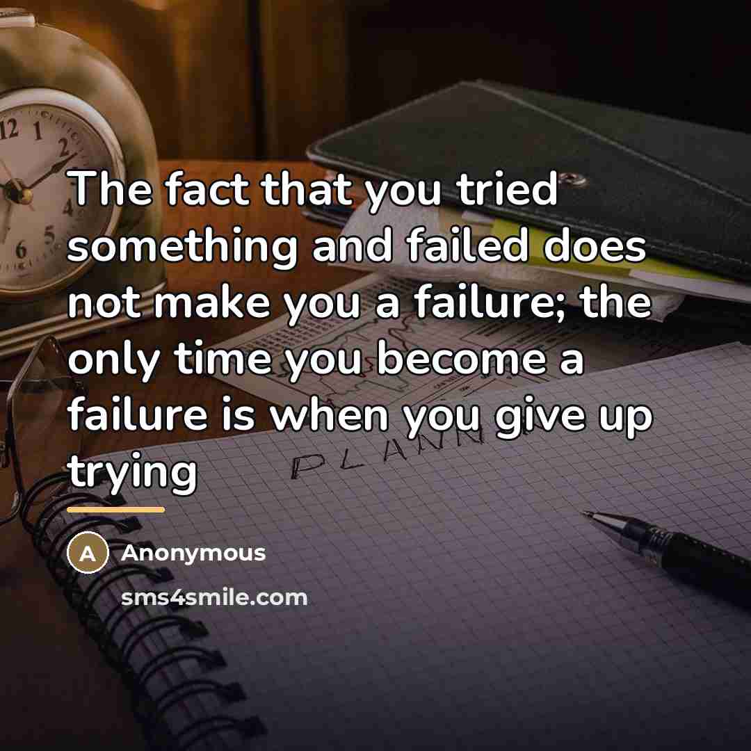 “The fact that you tried something and failed does not…” quote by Anonymous