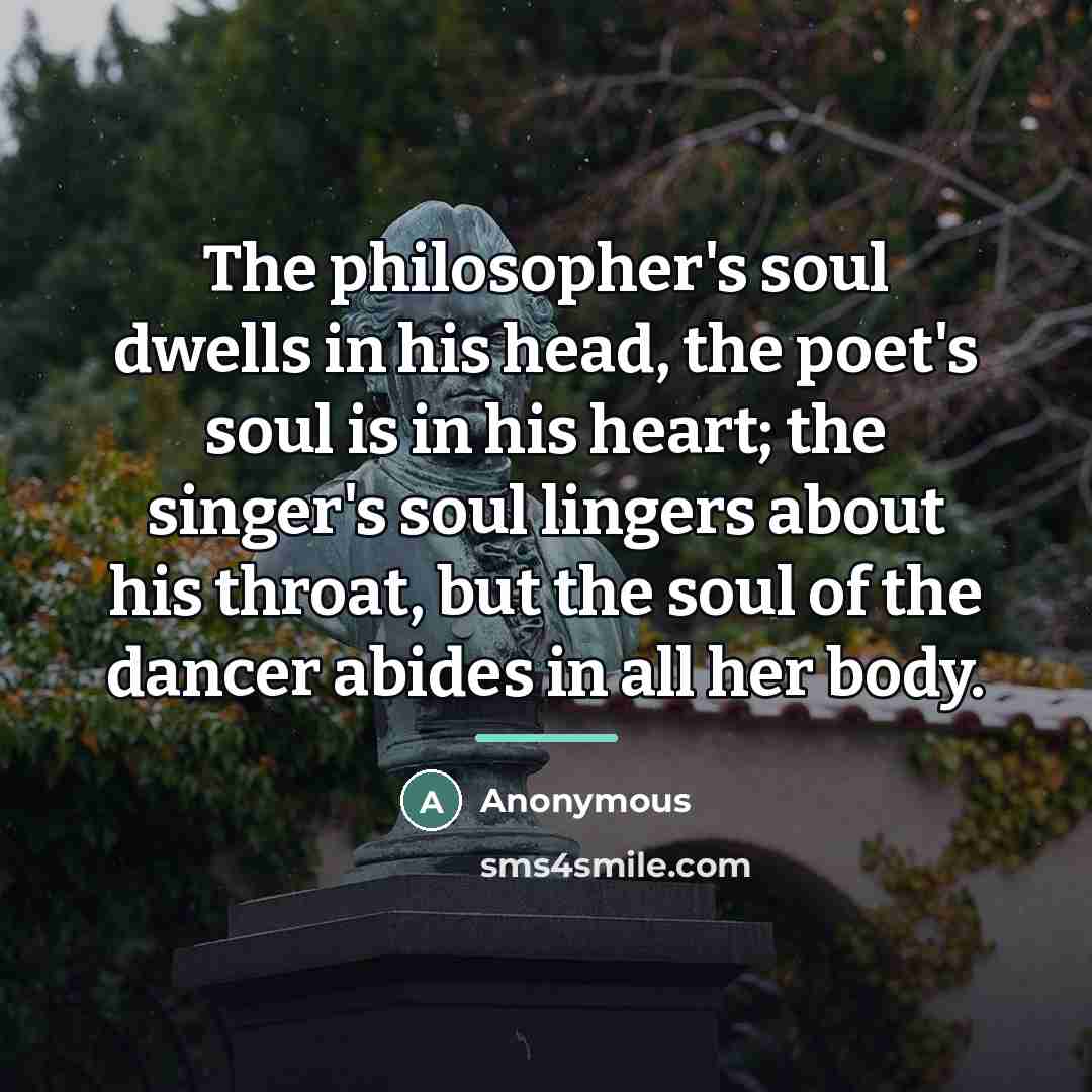 “The philosopher's soul dwells in his head, the poet's soul…” quote by Anonymous
