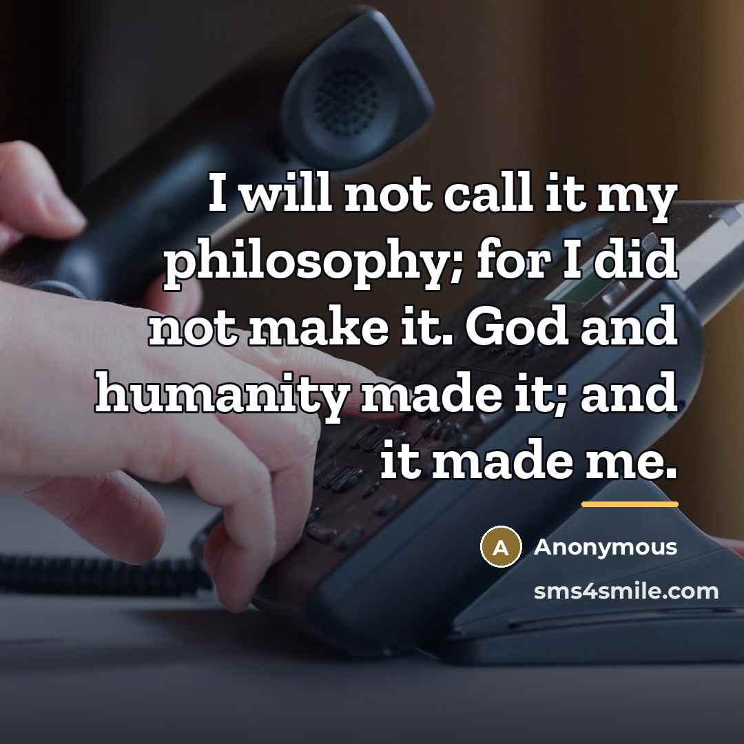 “I will not call it my philosophy; for I did…” quote by Anonymous