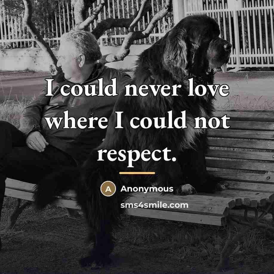 “I could never love where I could not respect.…” quote by Anonymous