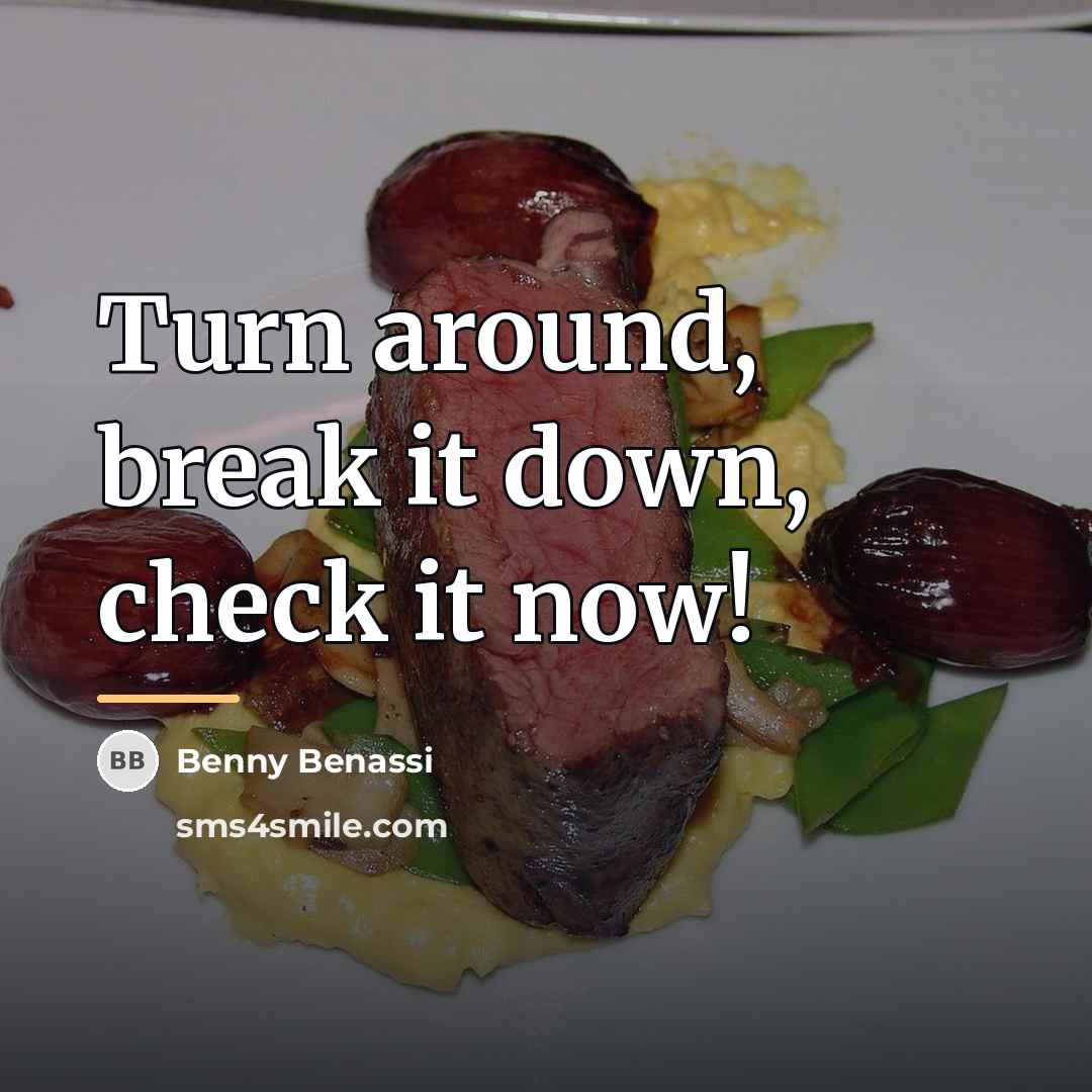 “Turn around, break it down, check it now!…” quote by Benny Benassi