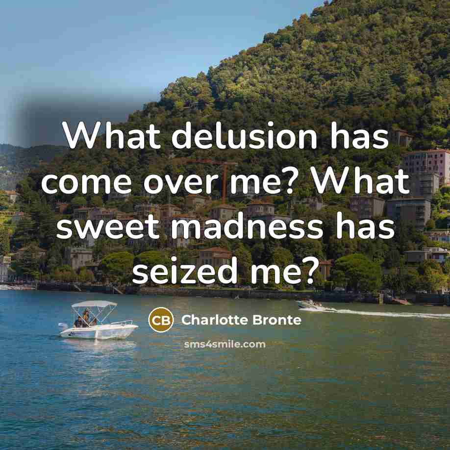 “What delusion has come over me? What sweet madness has…” quote by Charlotte Bronte