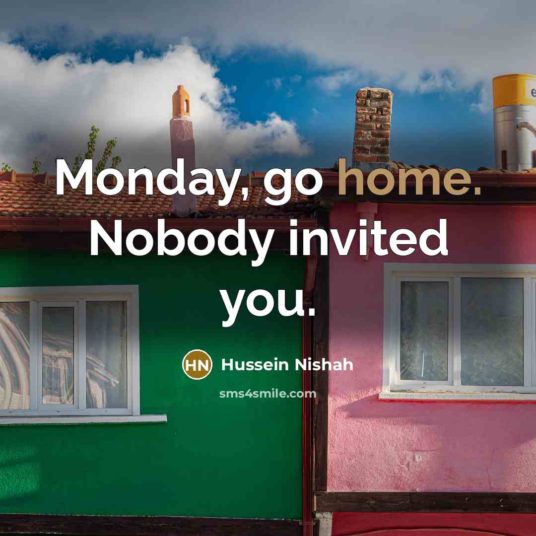 “Monday, go home. Nobody invited you.…” quote by Hussein Nishah