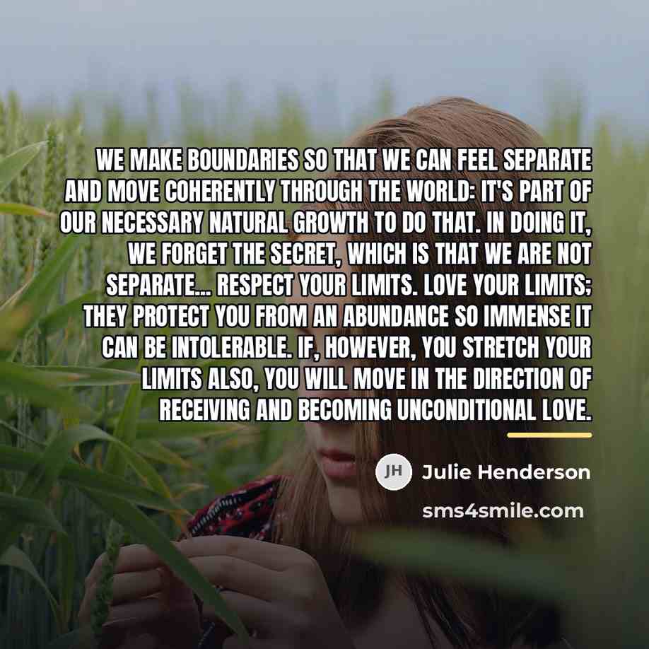“We make boundaries so that we can feel separate and…” quote by Julie Henderson