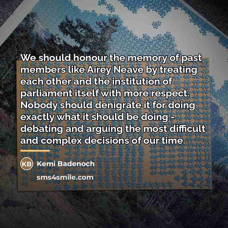 “We should honour the memory of past members like Airey…” quote by Kemi Badenoch