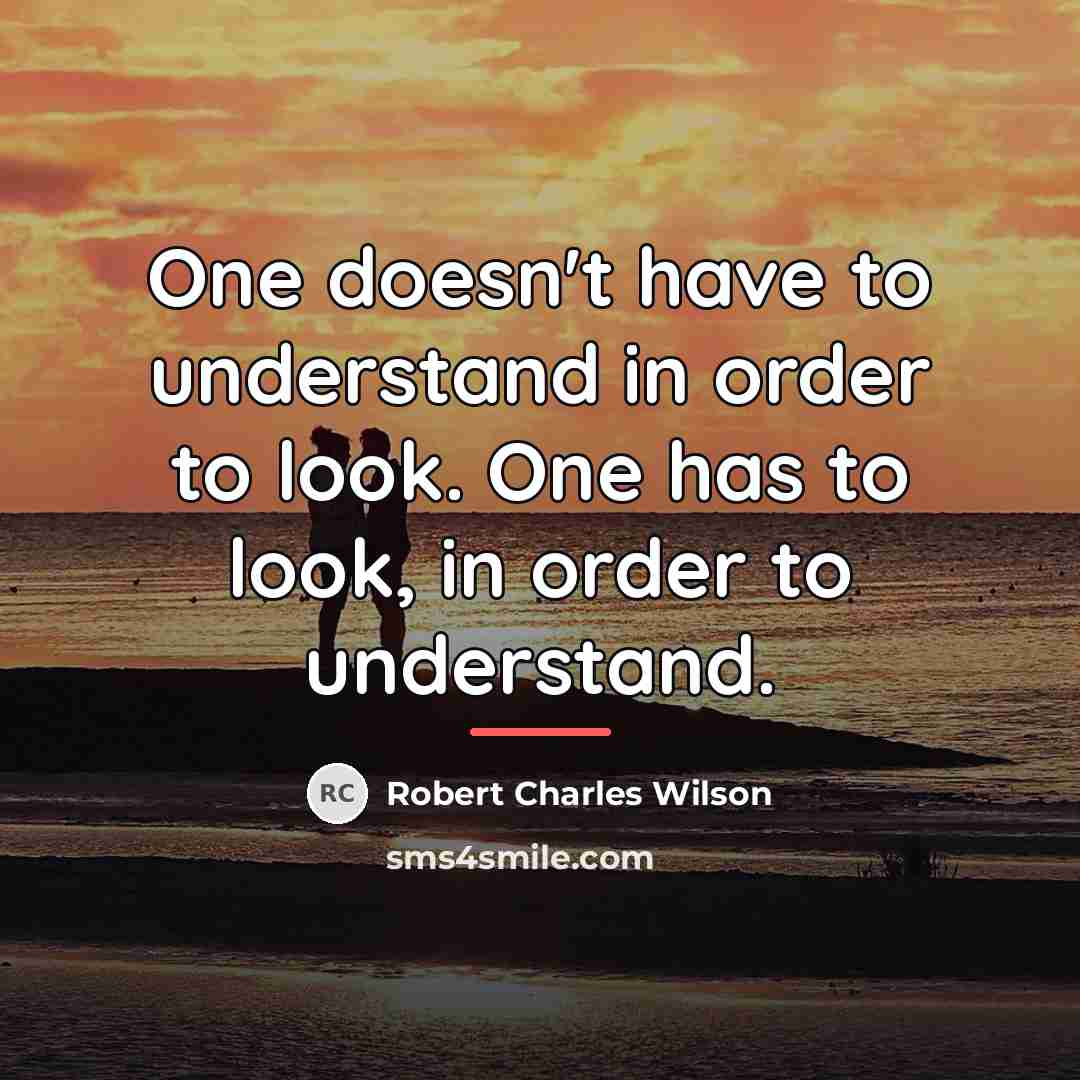 “One doesn't have to understand in order to look. One…” quote by Robert Charles Wilson