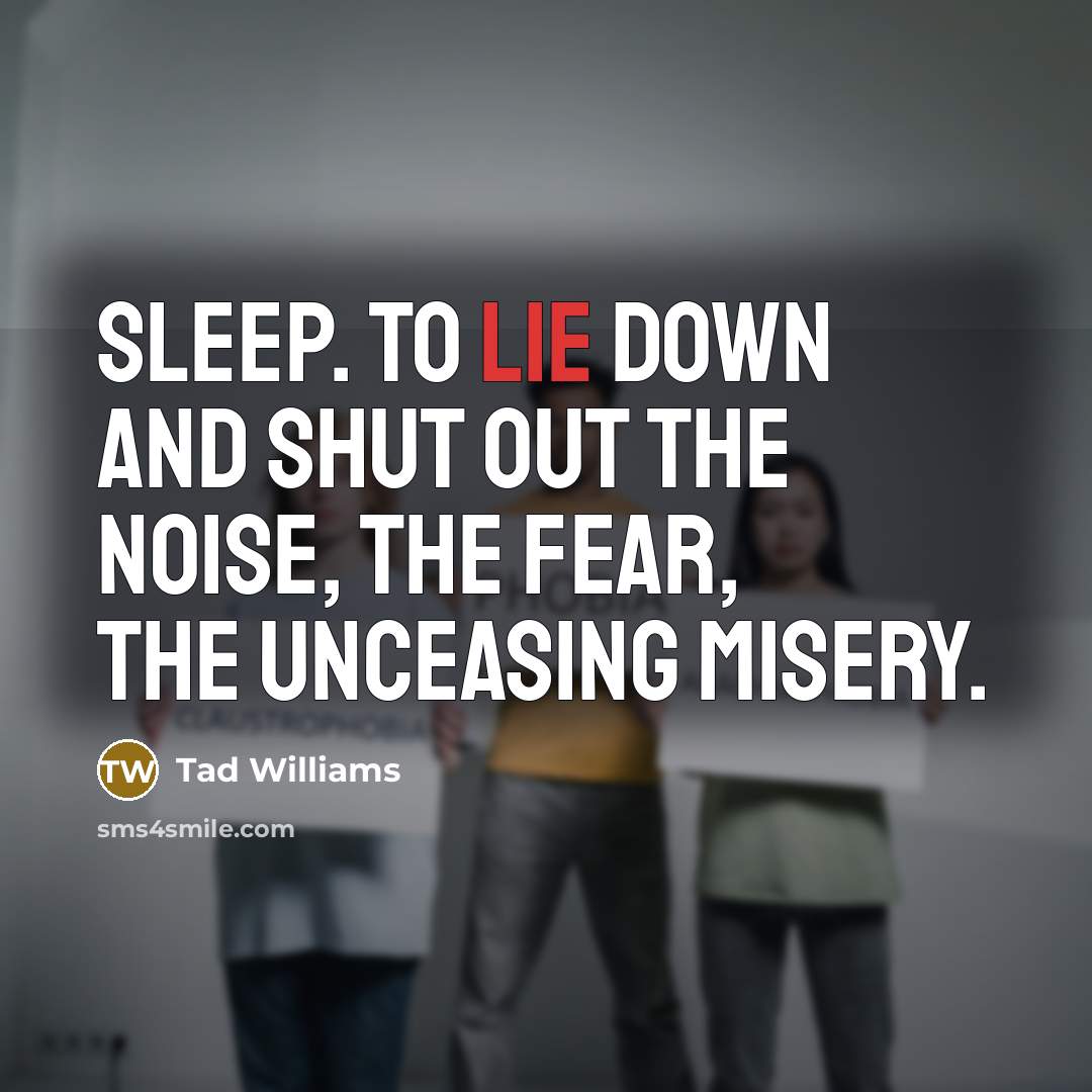 “Sleep. To lie down and shut out the noise, the…” quote by Tad Williams